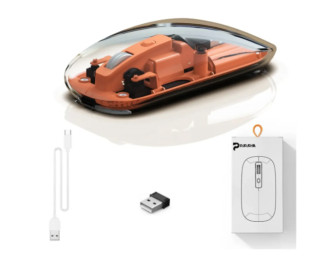 Mouse Inalambrico 2.4g Transparente Silencioso Recargable